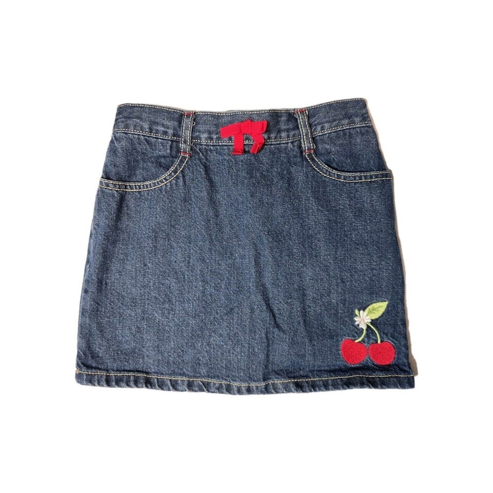 Gymboree Girls Denim Skort Size 6‎ Blue Cherry Bow 2012